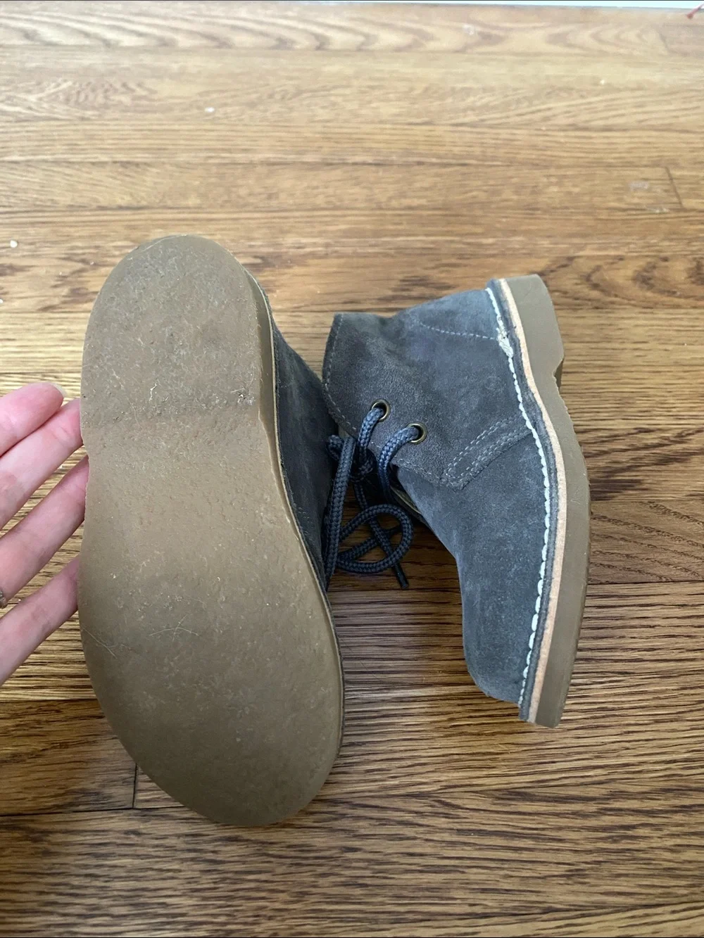 Kids Suede Desert Boots in Gray - Lace-Up Comfort